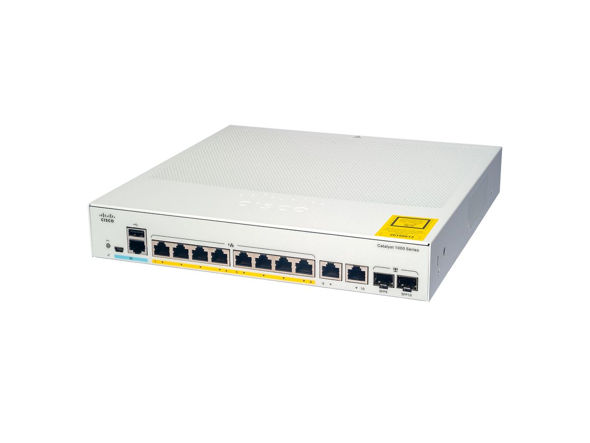 Cisco Catalyst C1000-8P-2G-L commutateur réseau Géré L2 Gigabit Ethernet (10/100/1000) Connexion Ethernet, supportant l'alimentation via ce port (PoE) Gris