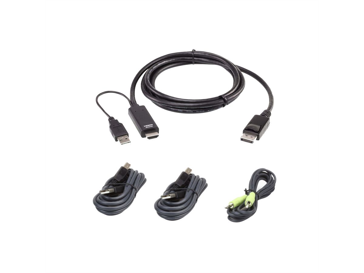 ATEN 2L-7D02UHDPX4 Kit de câbles KVM USB universels et sécurisés de 1,8 M