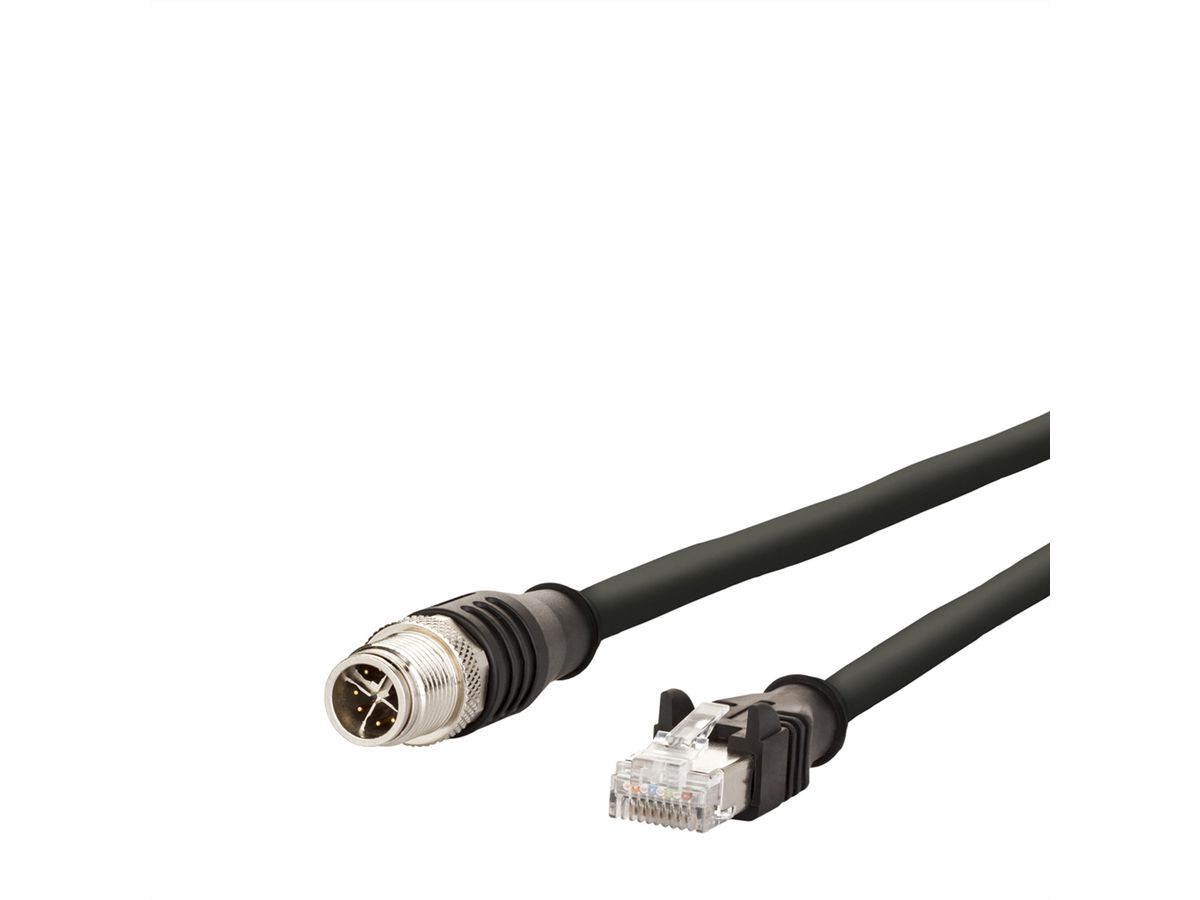 METZ CONNECT Câble Ethernet industriel M12-RJ45, codage X, noir, 2 m