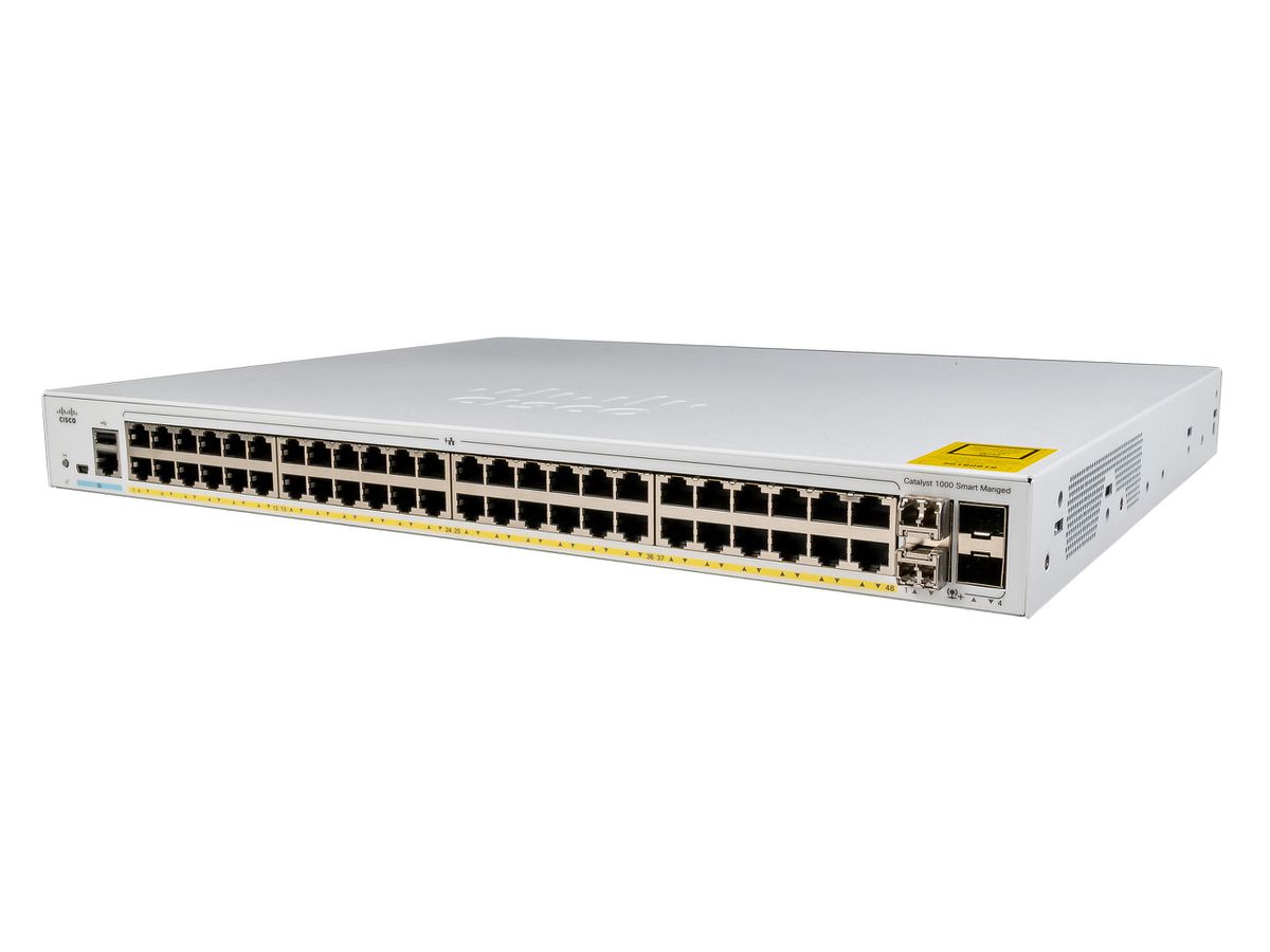 Cisco Catalyst C1000-48FP-4X-L commutateur réseau Géré L2 Gigabit Ethernet (10/100/1000) Connexion Ethernet, supportant l'alimentation via ce port (PoE) Gris