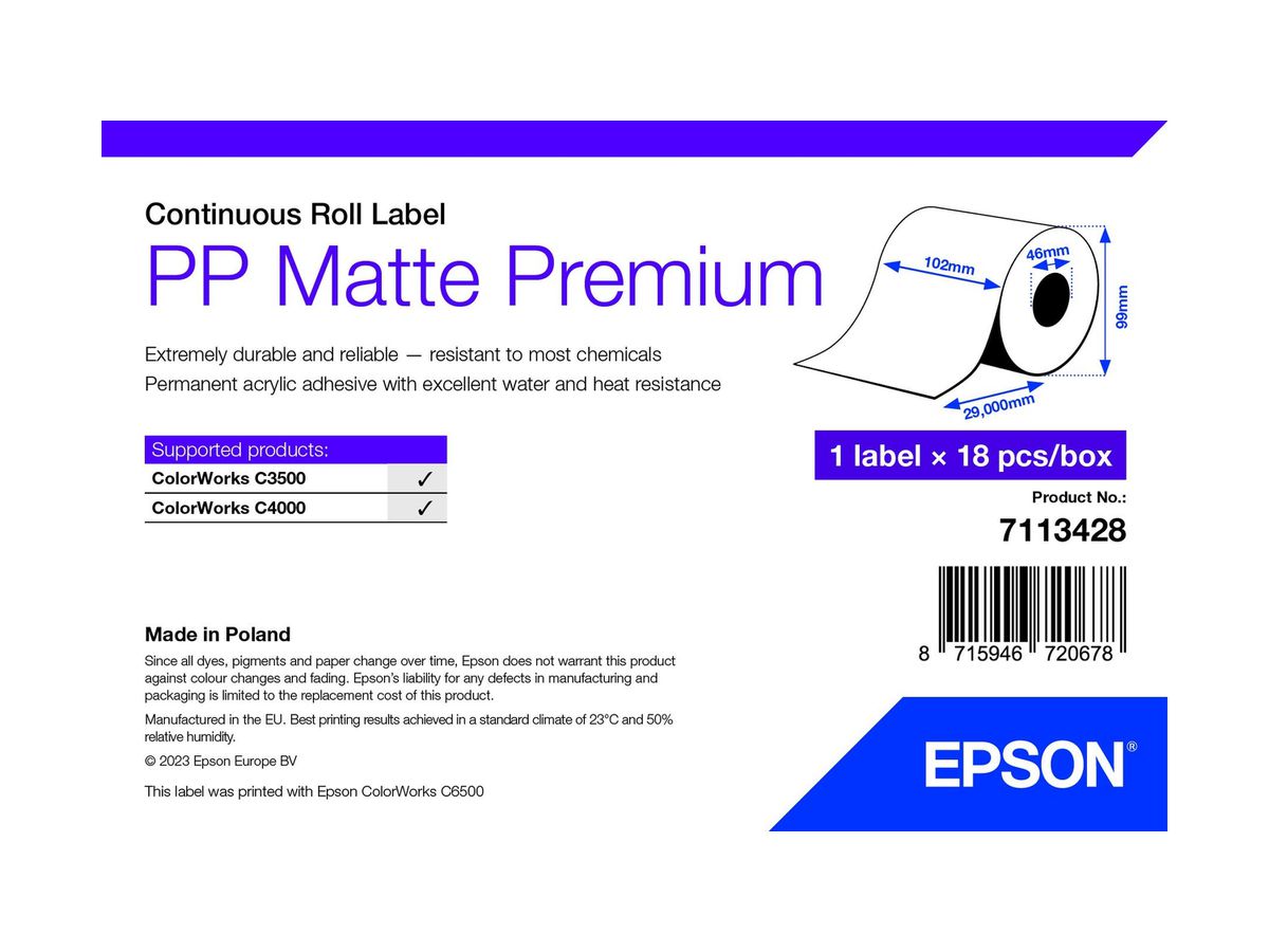 Epson 7113428 étiquette à imprimer Blanc Imprimante d'étiquette adhésive