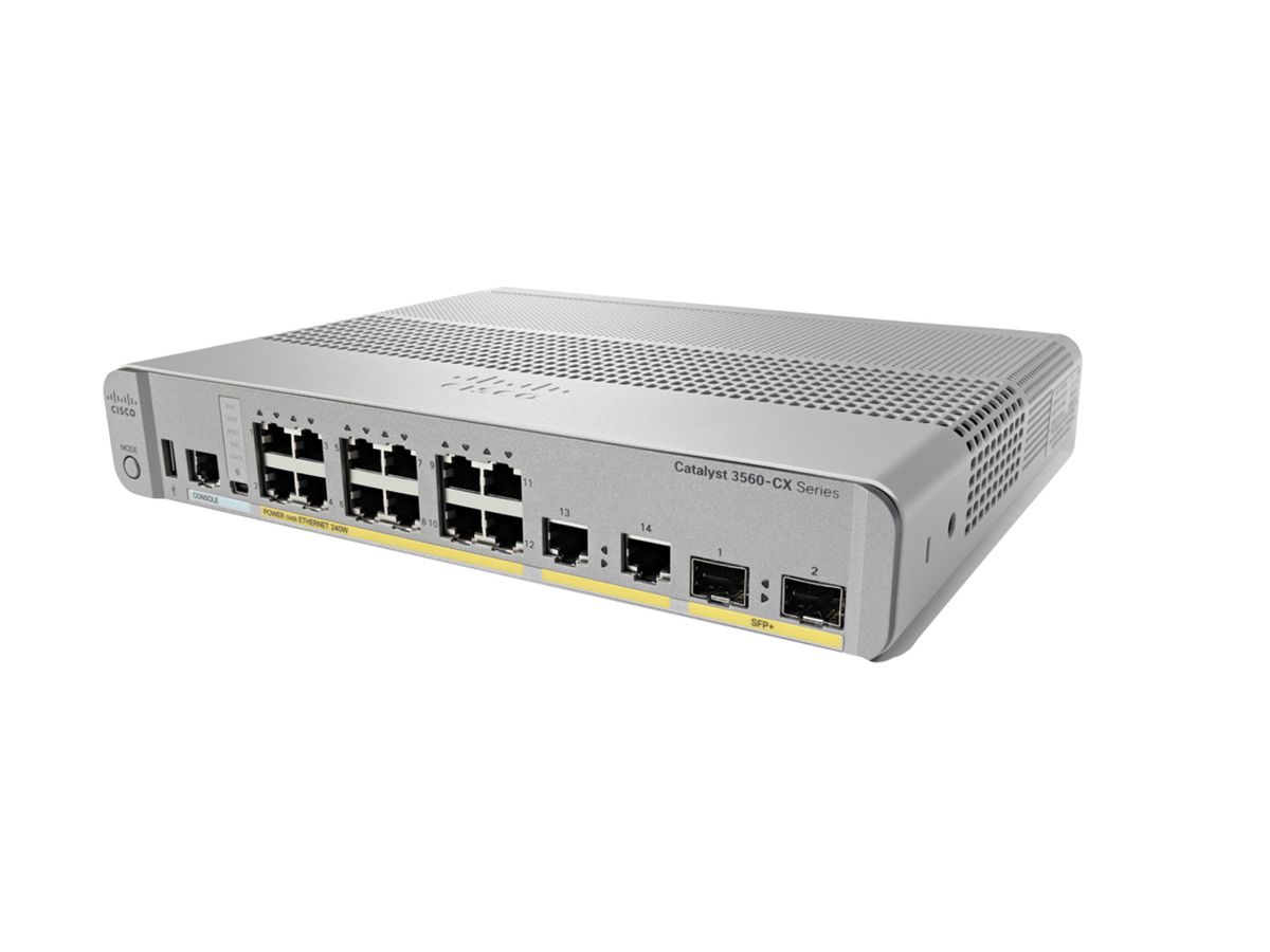 Cisco WS-C3560CX-12PD-S commutateur réseau Géré Gigabit Ethernet (10/100/1000) Connexion Ethernet, supportant l'alimentation via ce port (PoE) Blanc