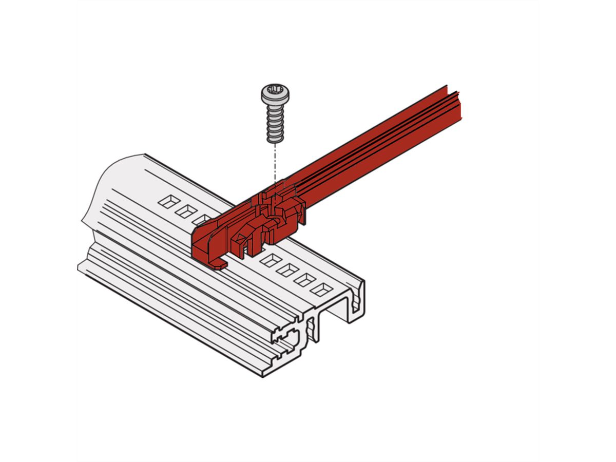 Rail de guidage SCHROFF type standard, PC, 280 mm, 2 mm de largeur de rainure, multi-pièces, rouge/argent, 10 pièces