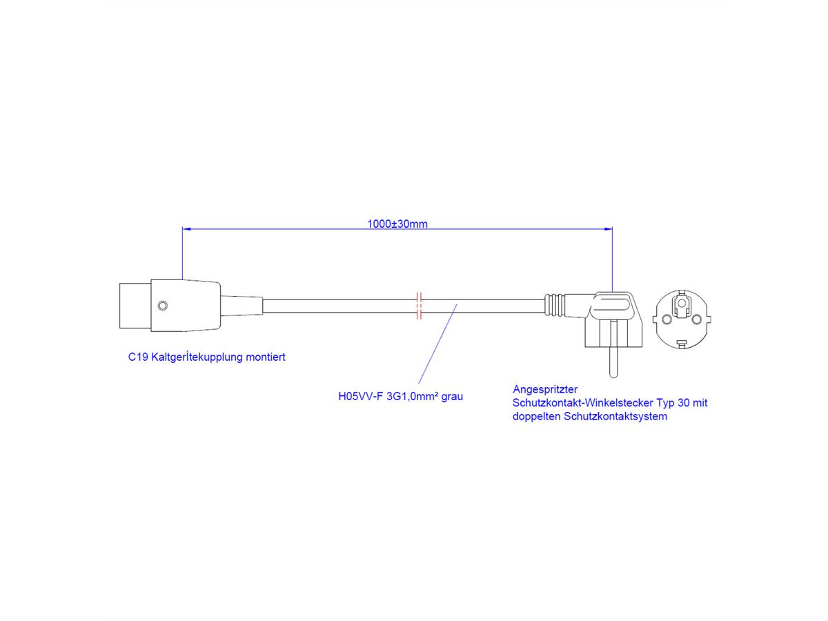 BACHMANN Câble d'alimentation H05VV-F3G1,5mm² gris