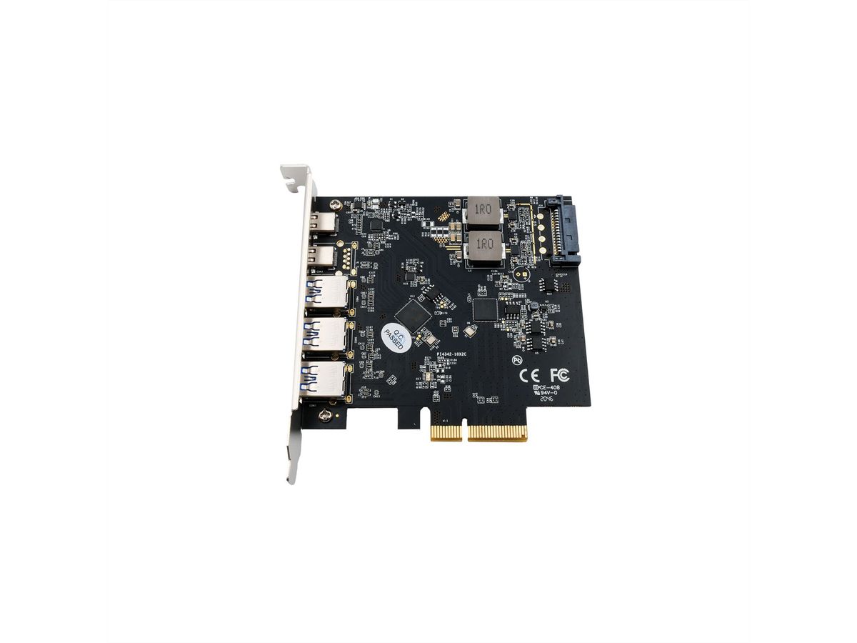 EXSYS EX-12006 Carte USB 3.2 Gen2 PCIe, 2 ports type C et 3 ports type A