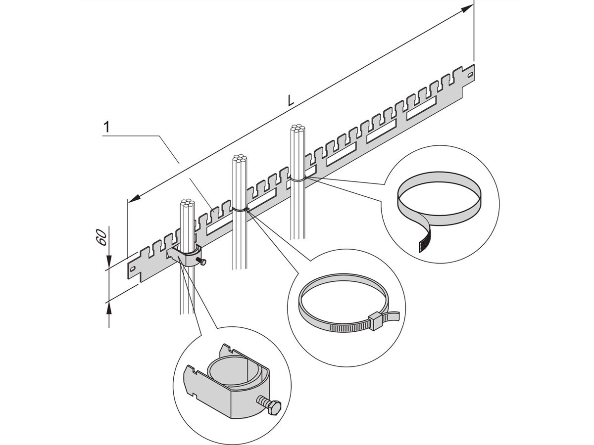 Rail support de câbles Varistar SCHROFF pour profondeur d'armoire, RAL 7021, 800D