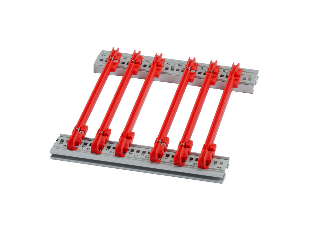 Rail de guidage SCHROFF type standard, PC, 160 mm, largeur de rainure 2,5 mm, rouge