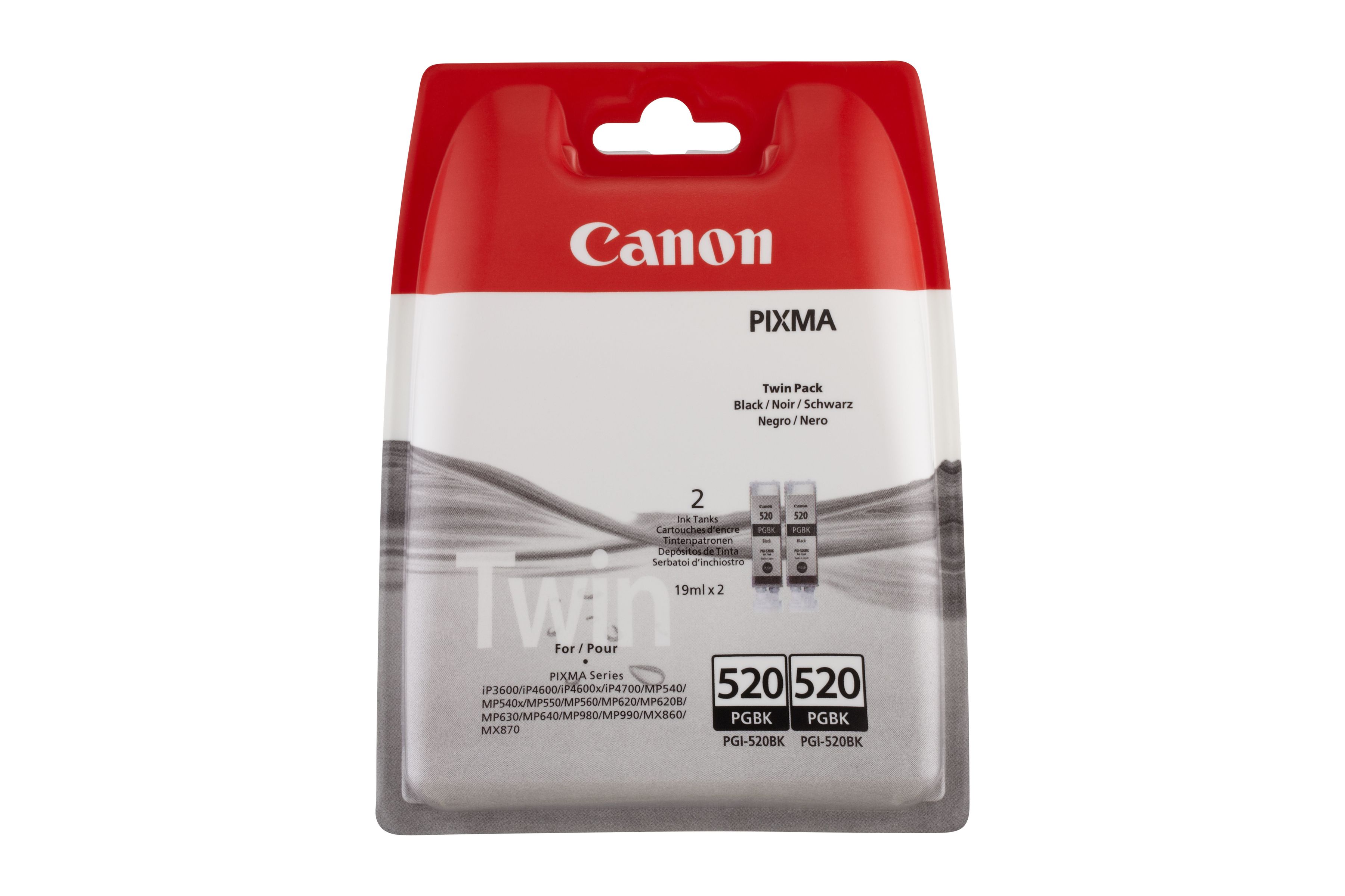 Cartouche d'encre noire Canon PGI-520BK (lot de deux pack)
