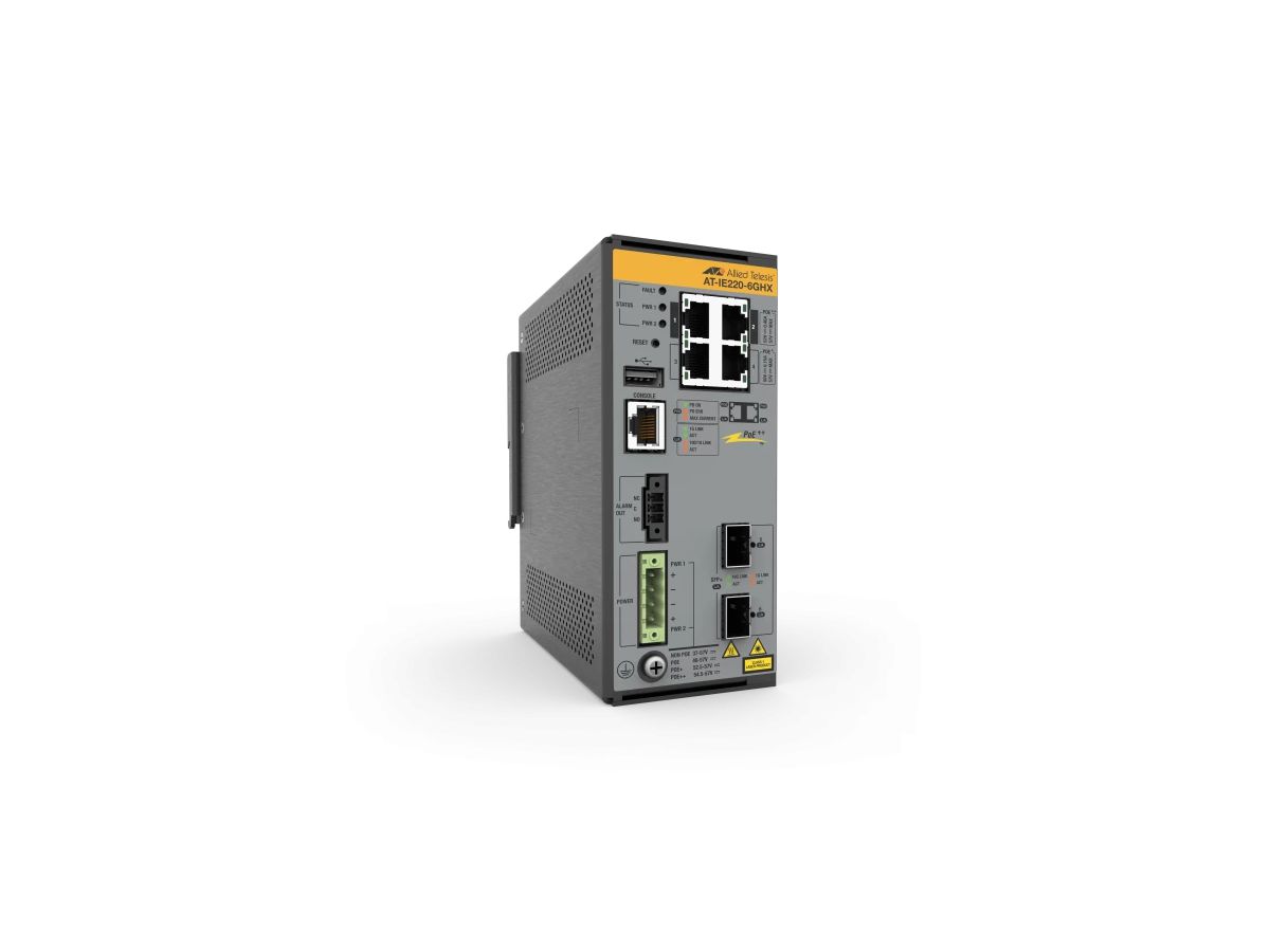 Allied Telesis IE220-6GHX Géré L2 Gigabit Ethernet (10/100/1000) Connexion Ethernet, supportant l'alimentation via ce port (PoE) Gris