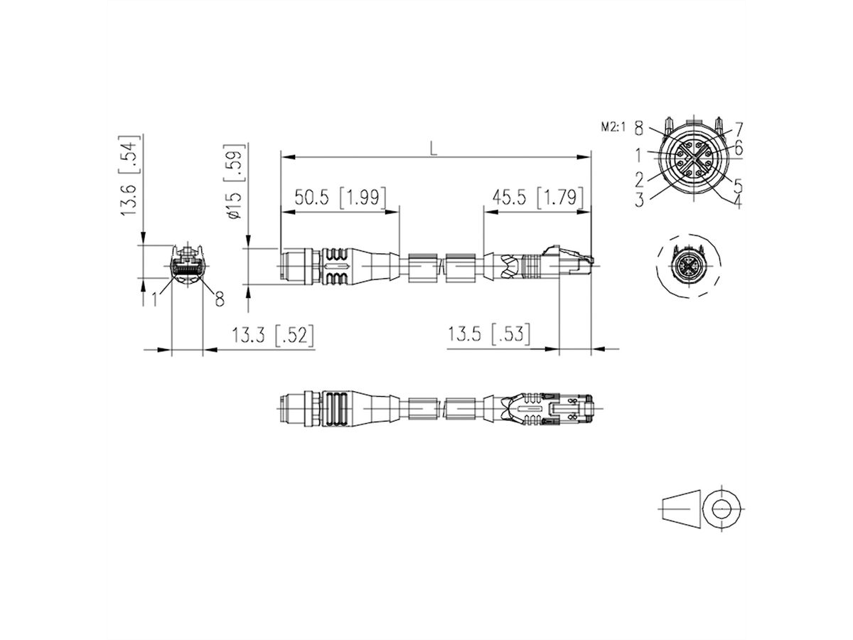 METZ CONNECT Câble Ethernet industriel M12-RJ45, codage X, noir, 1 m