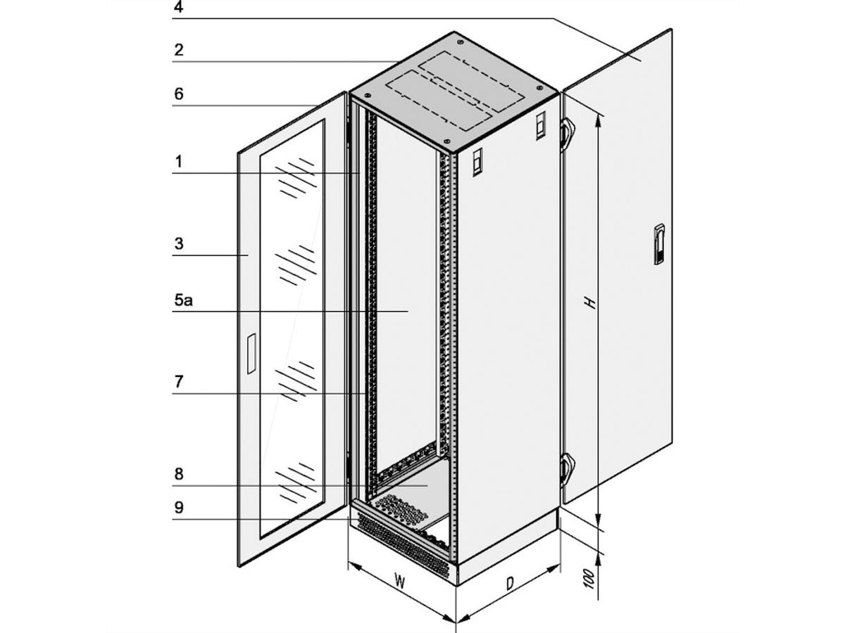 SCHROFF Varistar NET Plus Cabinet, RAL 7035, Simple, 42 U, 2000H, 600W, 1000D