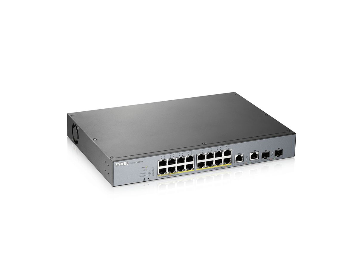 Zyxel GS1350-18HP-EU0101F commutateur réseau Géré L2 Gigabit Ethernet (10/100/1000) Connexion Ethernet, supportant l'alimentation via ce port (PoE) Gris