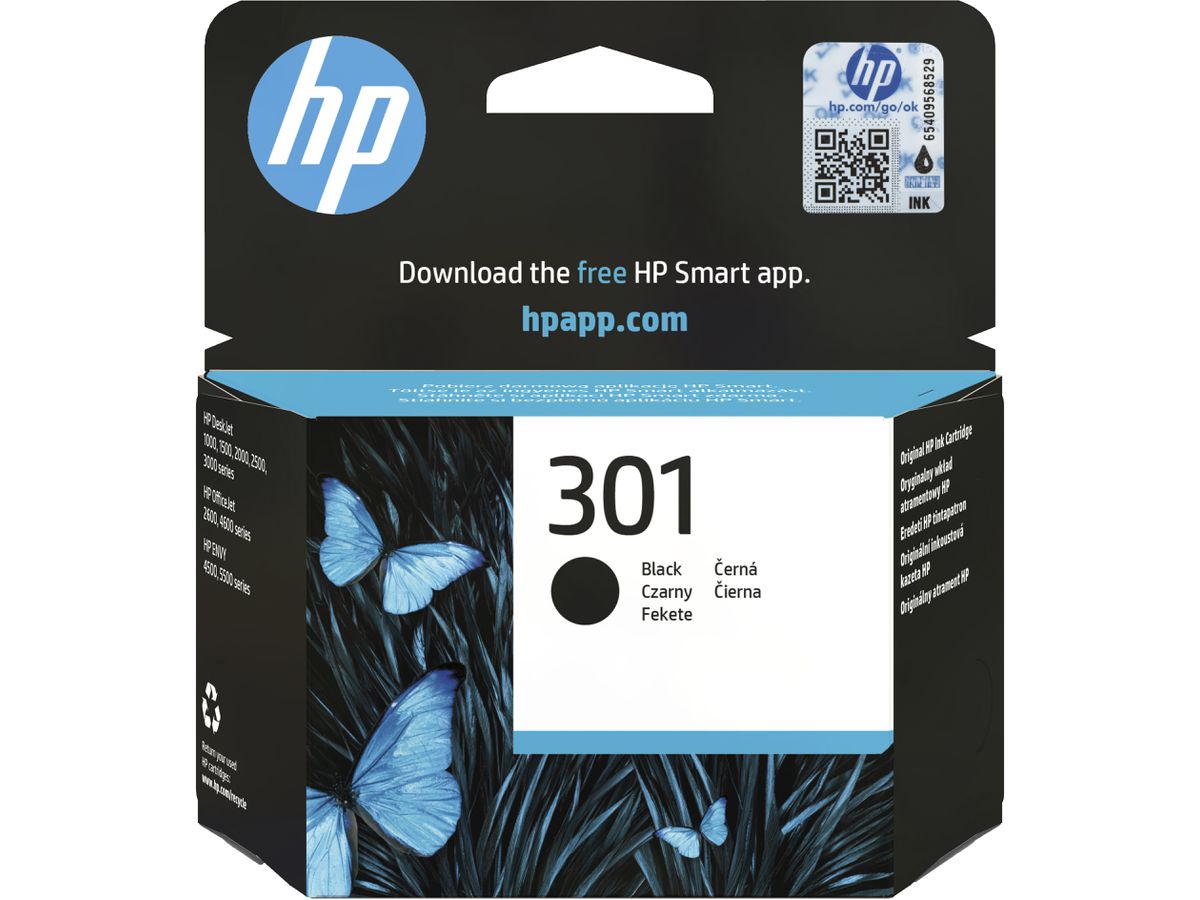 HP 301 Black Ink Cartridge cartouche d'encre Original Noir