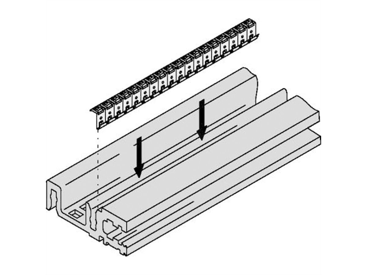 Rail horizontal SCHROFF type H-VT, lourd, avec joint CEM, 28 CV