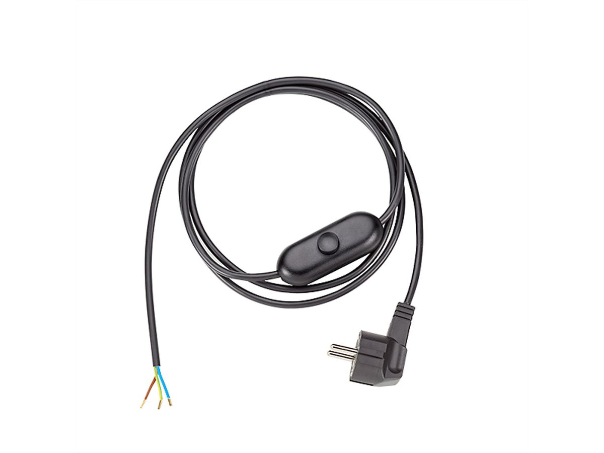 BACHMANN Câble avec interrupteur 2m, H03VV-F 3G0,75 noir non emballé
