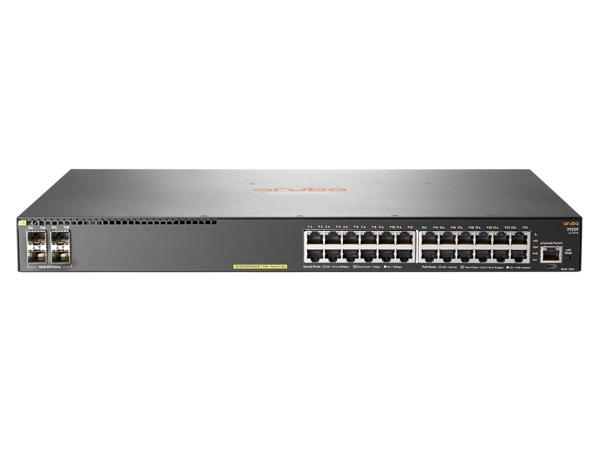 Hewlett Packard Enterprise Aruba 2930F 24G PoE+ 4SFP Géré L3 Gigabit Ethernet (10/100/1000) Gris 1U Connexion Ethernet, supportant l'alimentation via ce port (PoE)