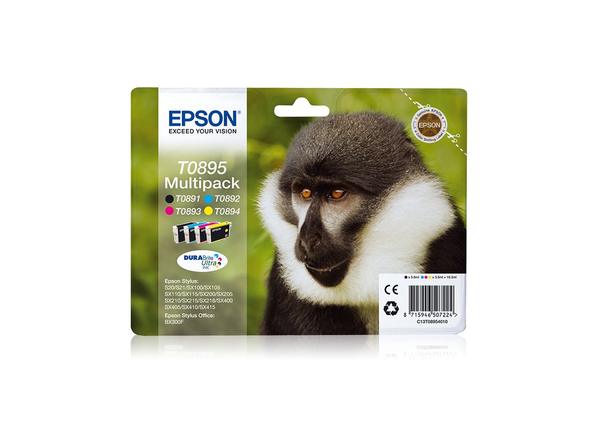 Epson Monkey Multipack "Singe" 4 couleurs - Encre DURABrite Ultra noire, cyan, magenta, jaune