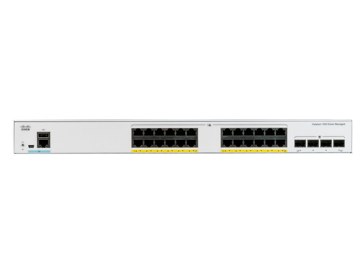 Cisco Catalyst C1000-24P-4G-L commutateur réseau Géré L2 Gigabit Ethernet (10/100/1000) Connexion Ethernet, supportant l'alimentation via ce port (PoE) Gris