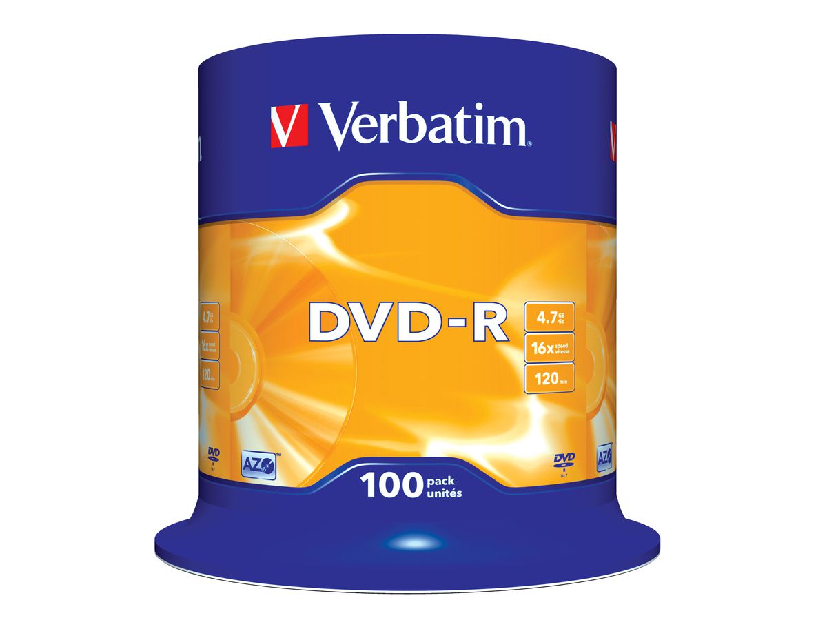 Verbatim DVD-R Matt Silver 4,7 Go 100 pièce(s)