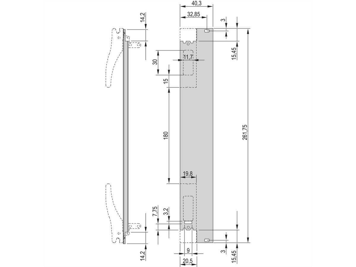 SCHROFF Plug-In Unit U-Profile Face avant pour poignée XL, 6 U, 8 CV, 2,5 mm, Al, Anodisé frontal, Conducteur arrière