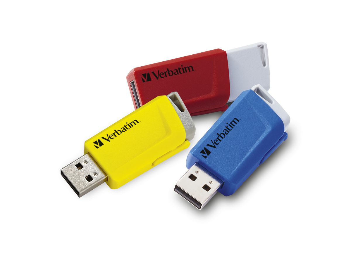 Verbatim Clé USB Store 'n’ Click 3 x 16 Go Rouge / Bleu / Jaune