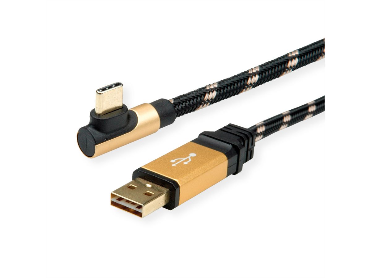 ROLINE GOLD Câble USB 2.0, USB A mâle reversible - USB C mâle