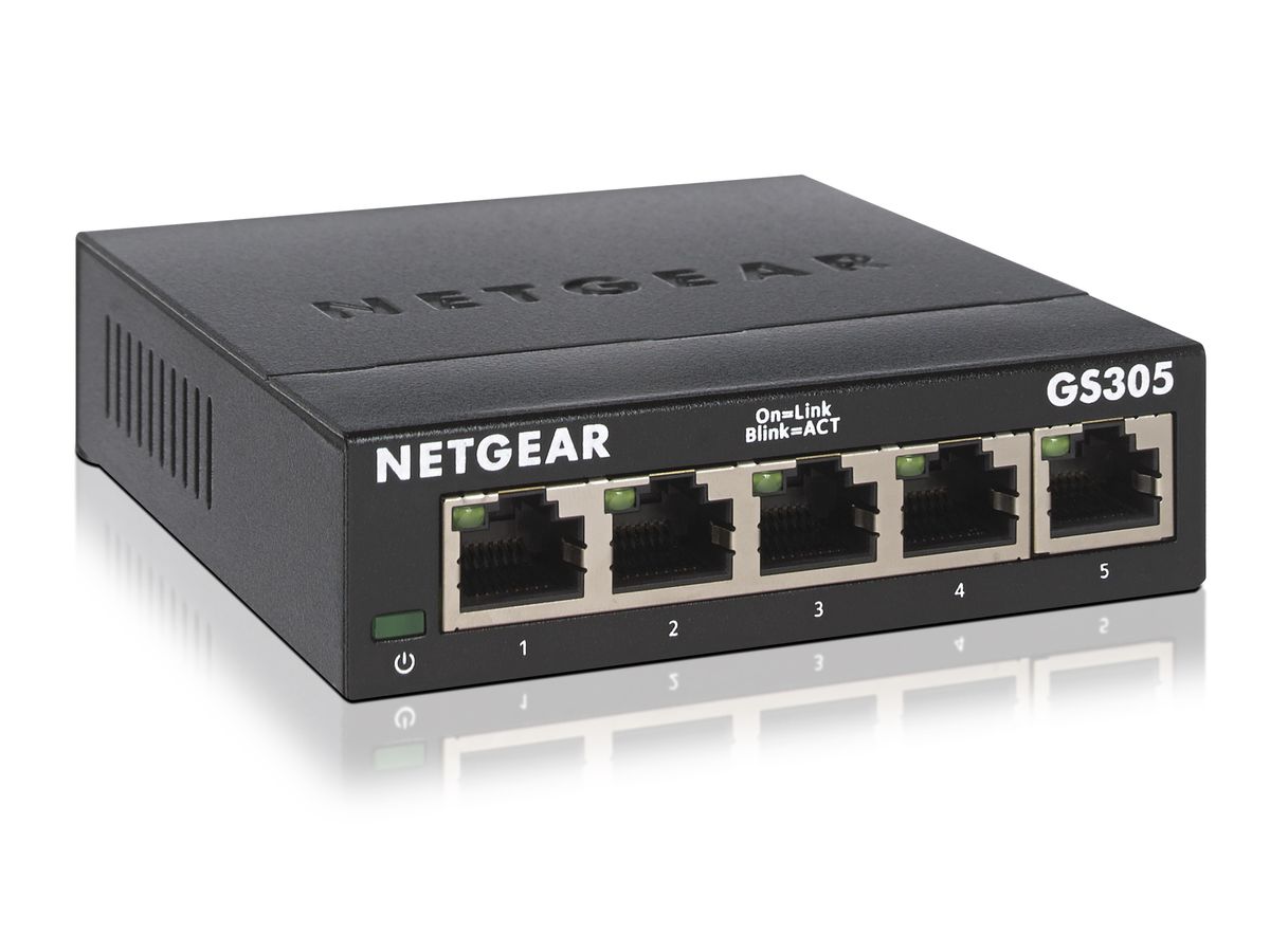 Netgear GS305-300PES commutateur réseau Non-géré L2 Gigabit Ethernet (10/100/1000) Noir
