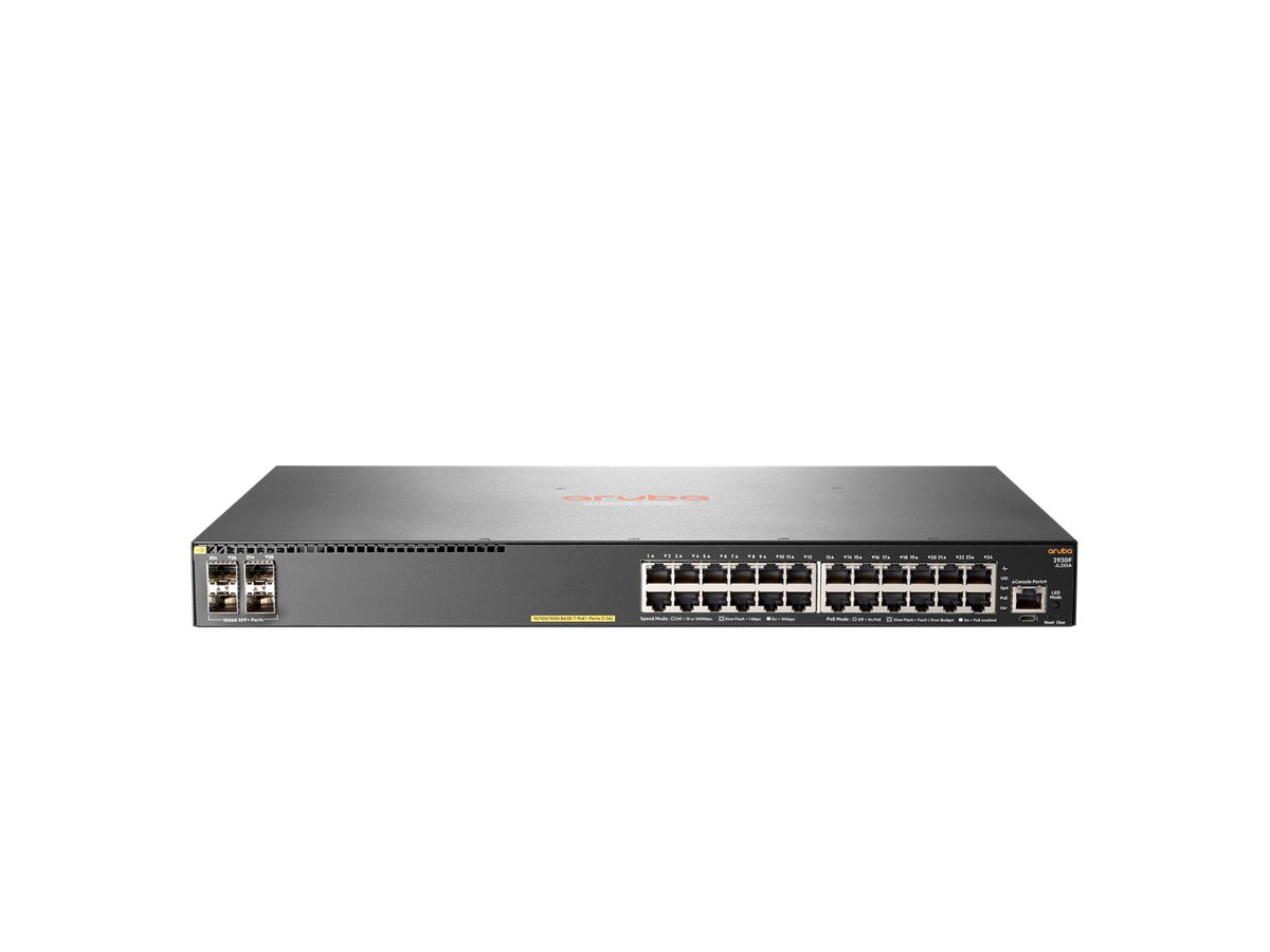 HPE Aruba 2930F 24G PoE+ 4SFP+ Géré L3 Gigabit Ethernet (10/100/1000) Connexion Ethernet, supportant l'alimentation via ce port (PoE) 1U