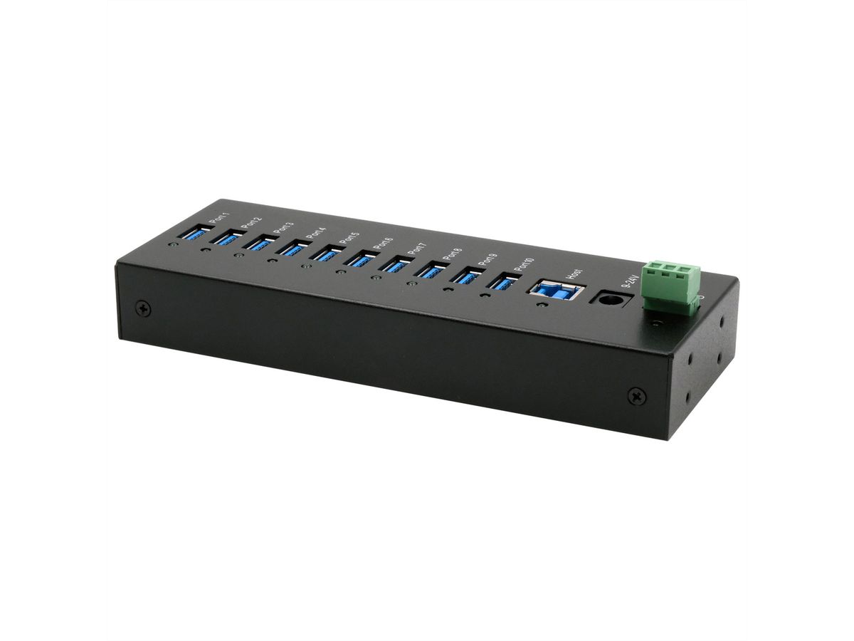EXSYS EX-11230HMS HUB 10 ports USB 3.2 Gen 1 Din-Rail Kit et mur VIA VL811+ Chipset