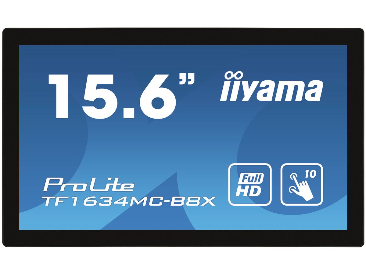 iiyama ProLite TF1634MC-B8X écran plat de PC 39,6 cm (15.6") 1920 x 1080 pixels Full HD LED Écran tactile Multi-utilisateur Noir