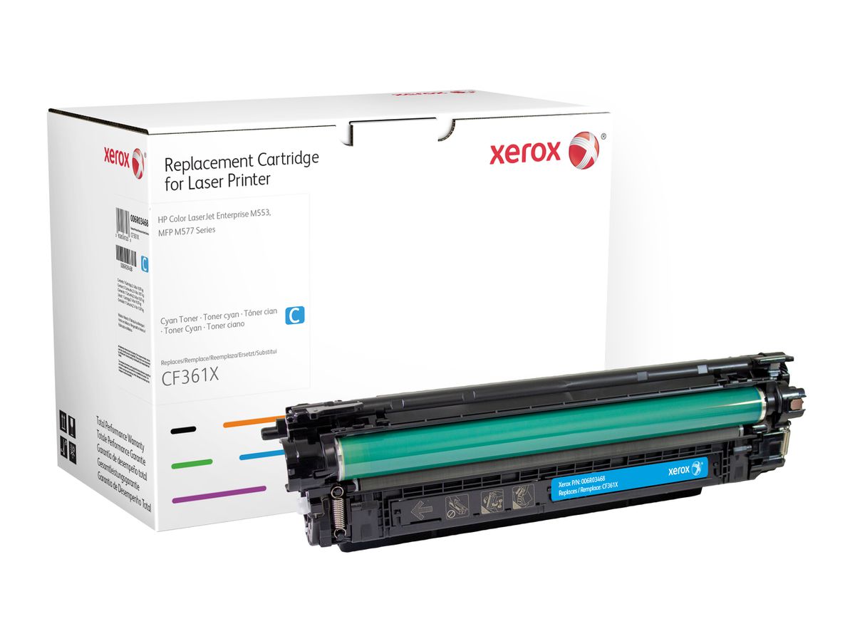 Xerox Toner cyan. Equivalent à HP CF361X. Compatible avec HP Colour LaserJet Enterprise M552, Colour LaserJet Enterprise M553, Colour LaserJet Enterprise M577