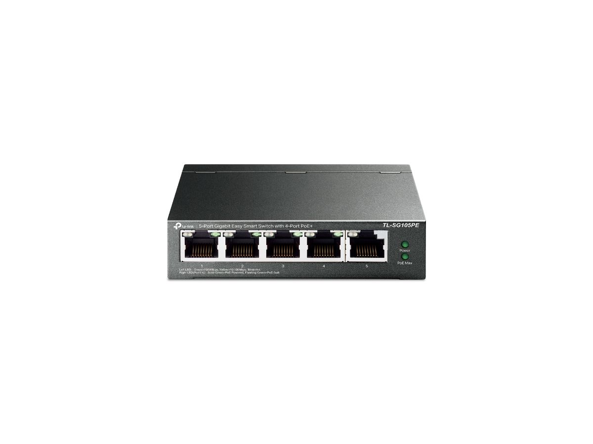 TP-Link TL-SG105PE commutateur réseau Géré L2 Gigabit Ethernet (10/100/1000) Connexion Ethernet, supportant l'alimentation via ce port (PoE) Noir