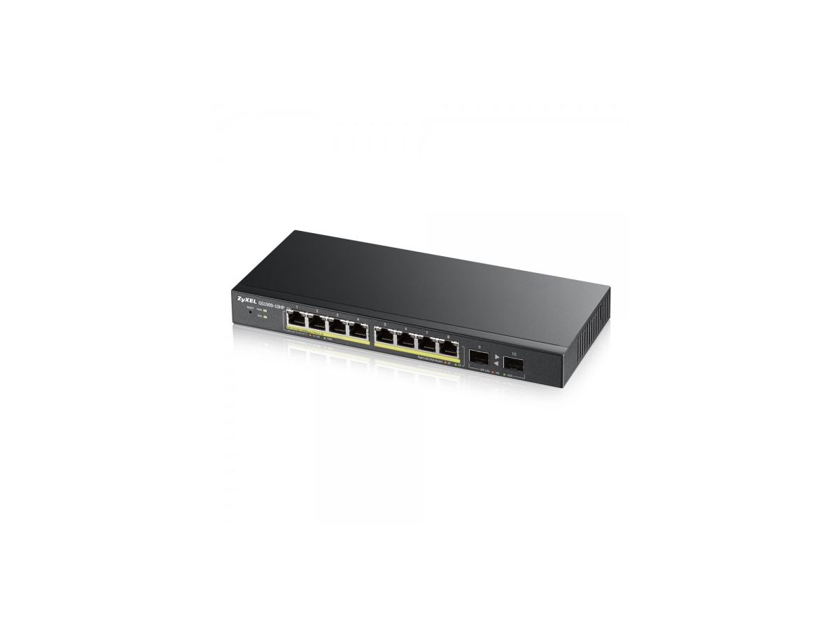 Zyxel GS1900-8HP v3 PoE Géré L2 Gigabit Ethernet (10/100/1000) Connexion Ethernet, supportant l'alimentation via ce port (PoE) Noir