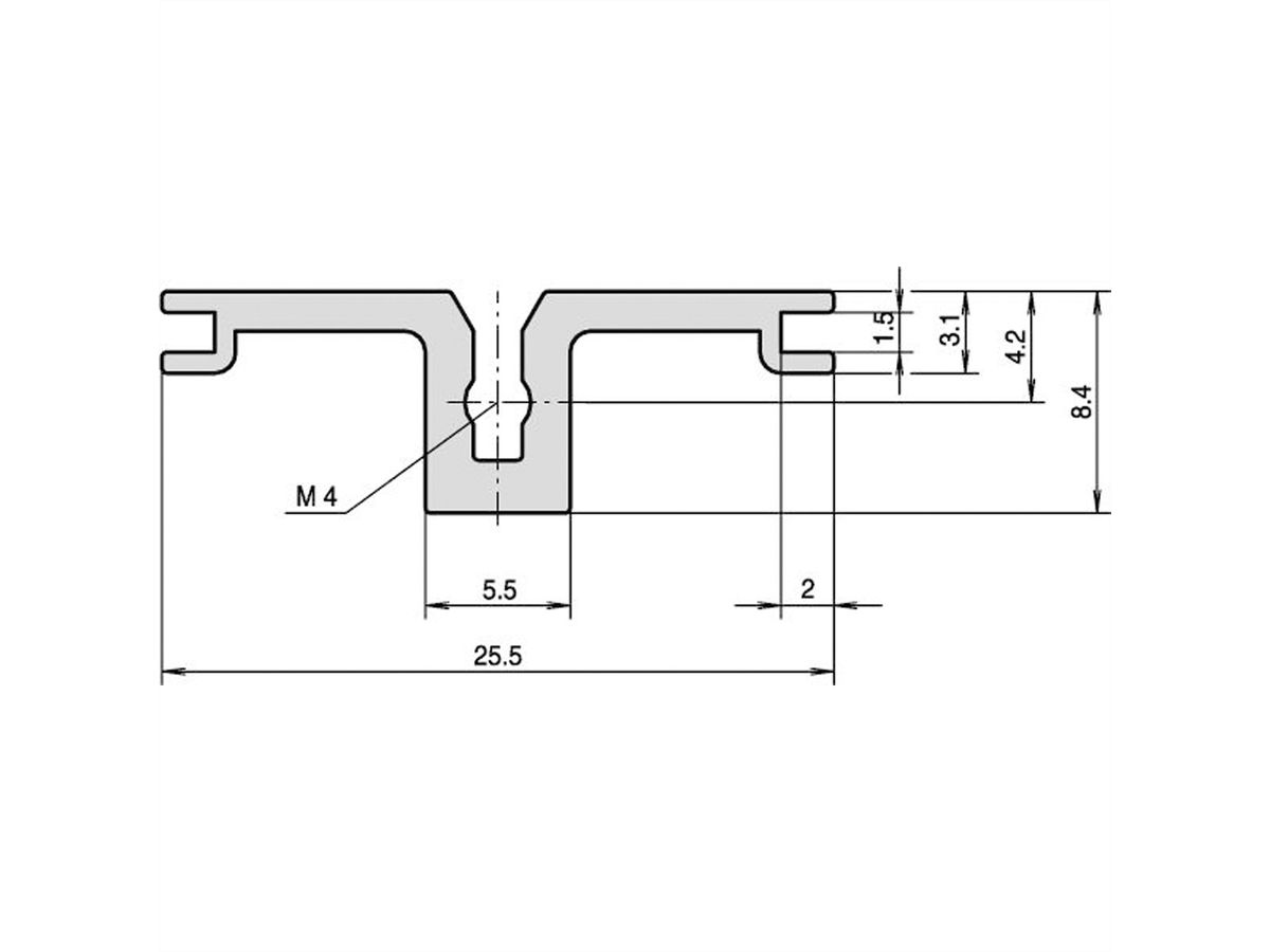 Rail horizontal arrière SCHROFF, Type AB pour guides cartes E/S arrière, 63 HP