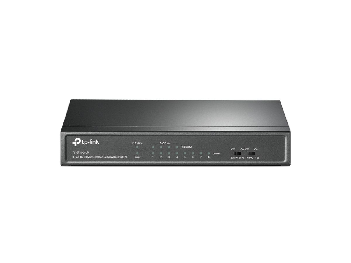 TP-Link TL-SF1008LP commutateur réseau Non-géré Fast Ethernet (10/100) Connexion Ethernet, supportant l'alimentation via ce port (PoE) Noir