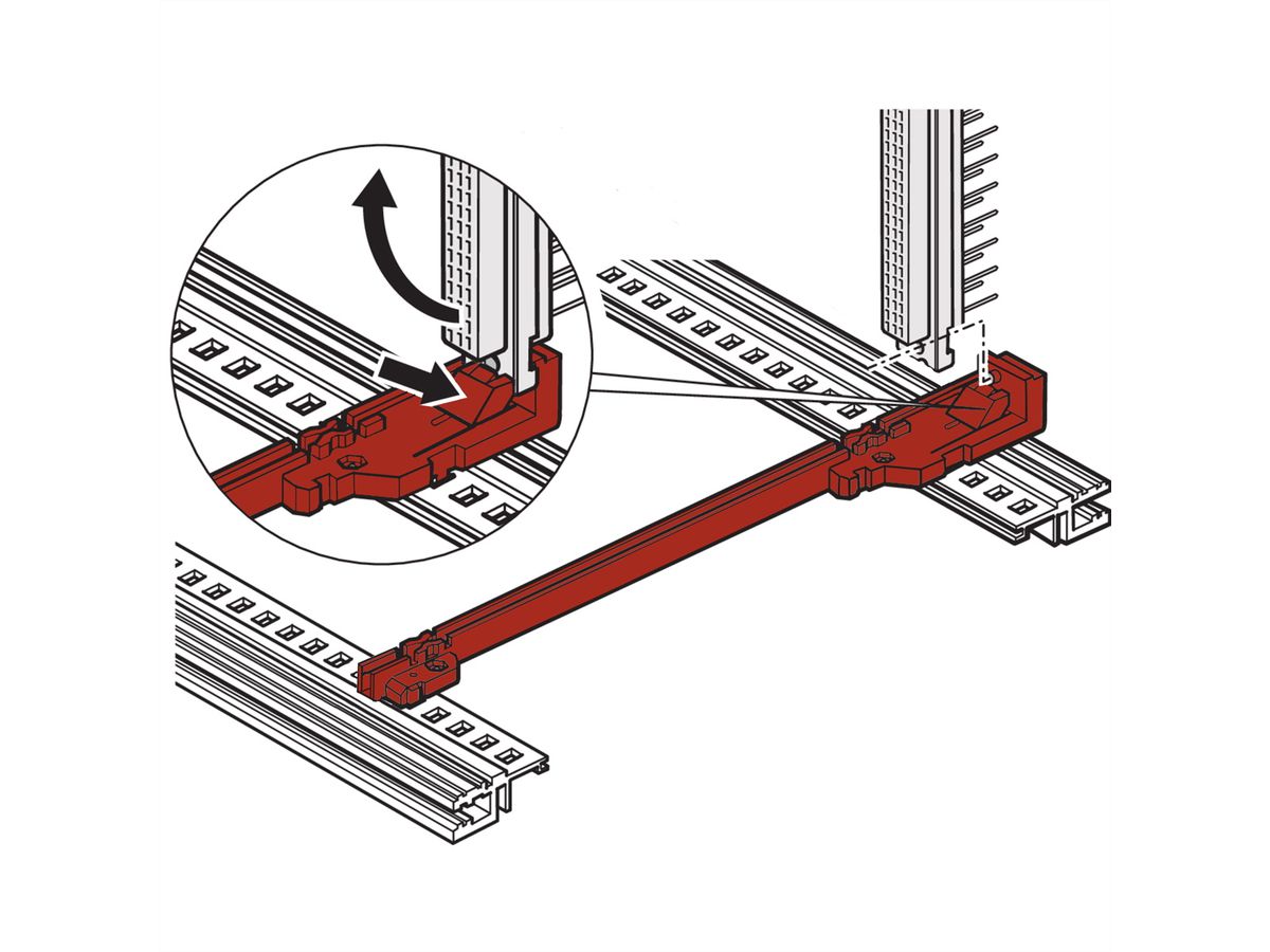 Accessoire pour rail de guidage SCHROFF, pour le montage de connecteurs DIN, plastique, 220 mm, 2 mm de largeur de rainure, rouge, 10 pièces