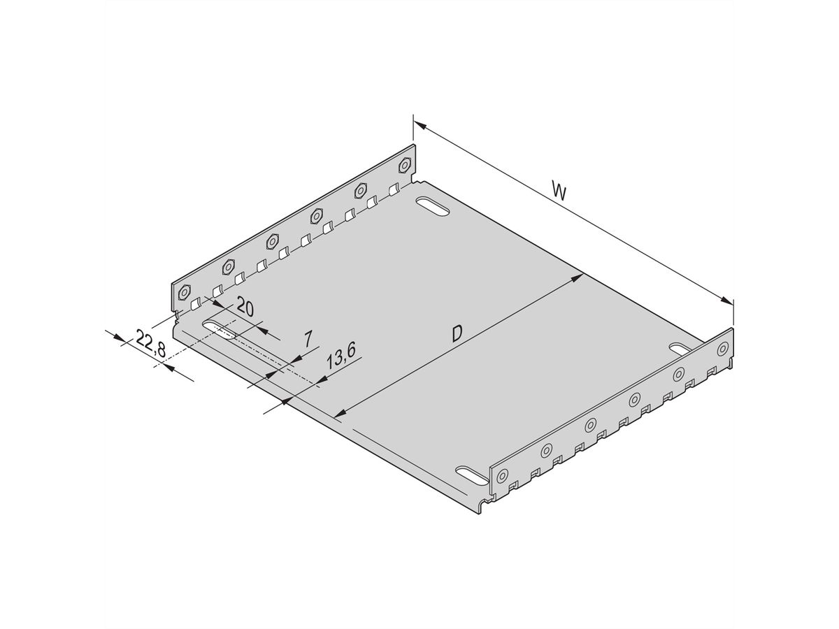 Plaque de montage SCHROFF EuropacPRO pour utilisation avec plaque de recouvrement, 42 CV, 220 mm de longueur de panneau