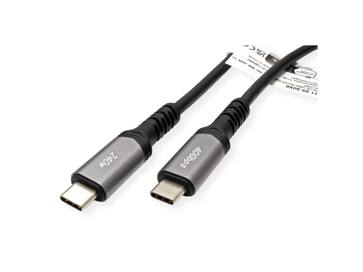 VALUE Câble USB4 Gen3x2, C–C, M/M, 240W, noir, 0,5 m