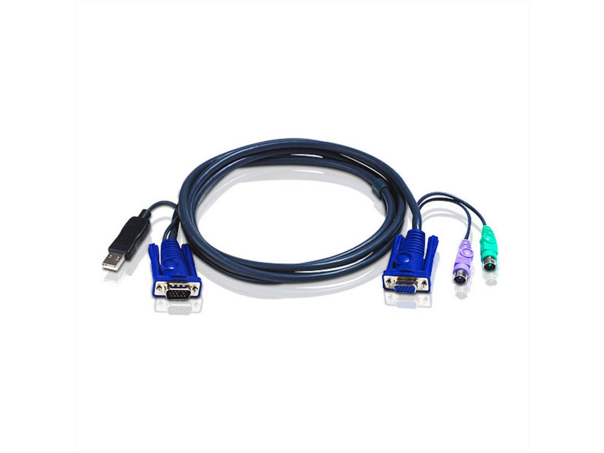 ATEN 2L-5503UP Câble KVM VGA USB, noir, 3 m