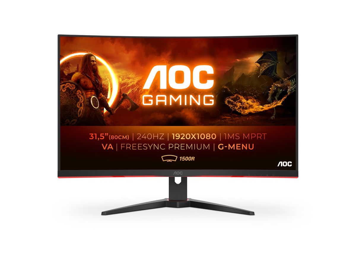 AOC G2 C32G2ZE/BK écran plat de PC 80 cm (31.5") 1920 x 1080 pixels Full HD LED Noir, Rouge