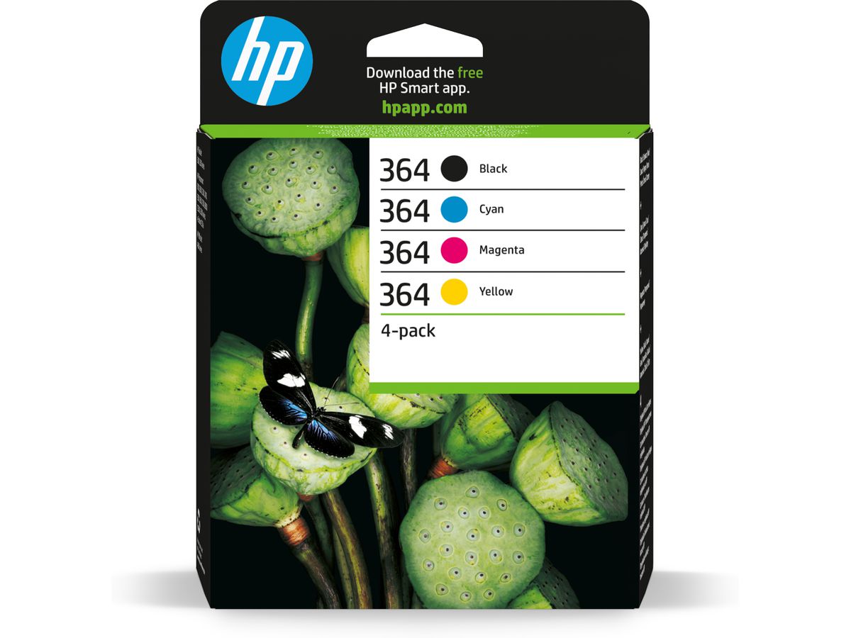 HP 364 pack de 4 cartouches d'encre noir/cyan/magenta/jaune authentiques