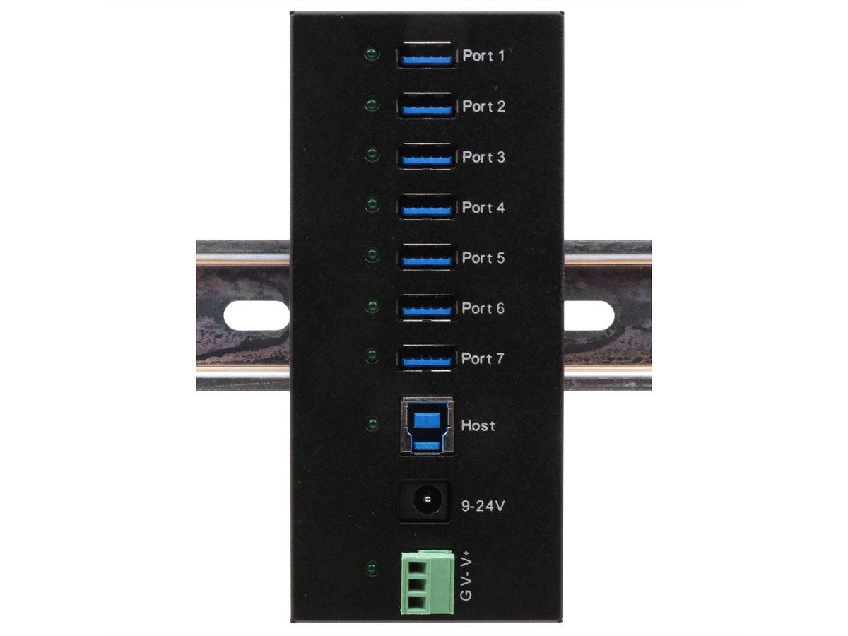 EXSYS EX-11247HMS HUB 7 ports USB 3.2 Gen 1 Din-Rail Kit et mur VIA VL813 Chipset