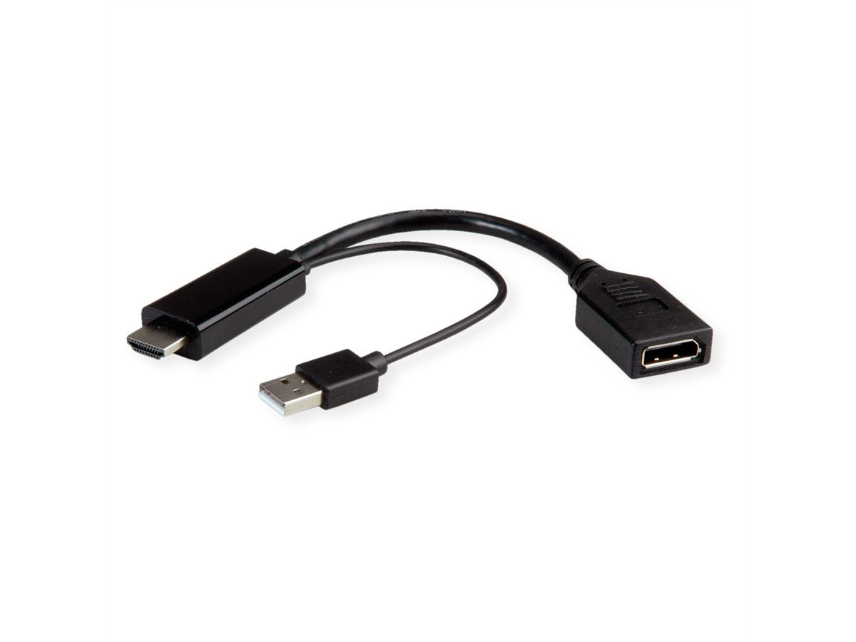 ROLINE Adaptateur HDMI - DisplayPort, v1.2, 4K, HDMI M - DP F, Actif