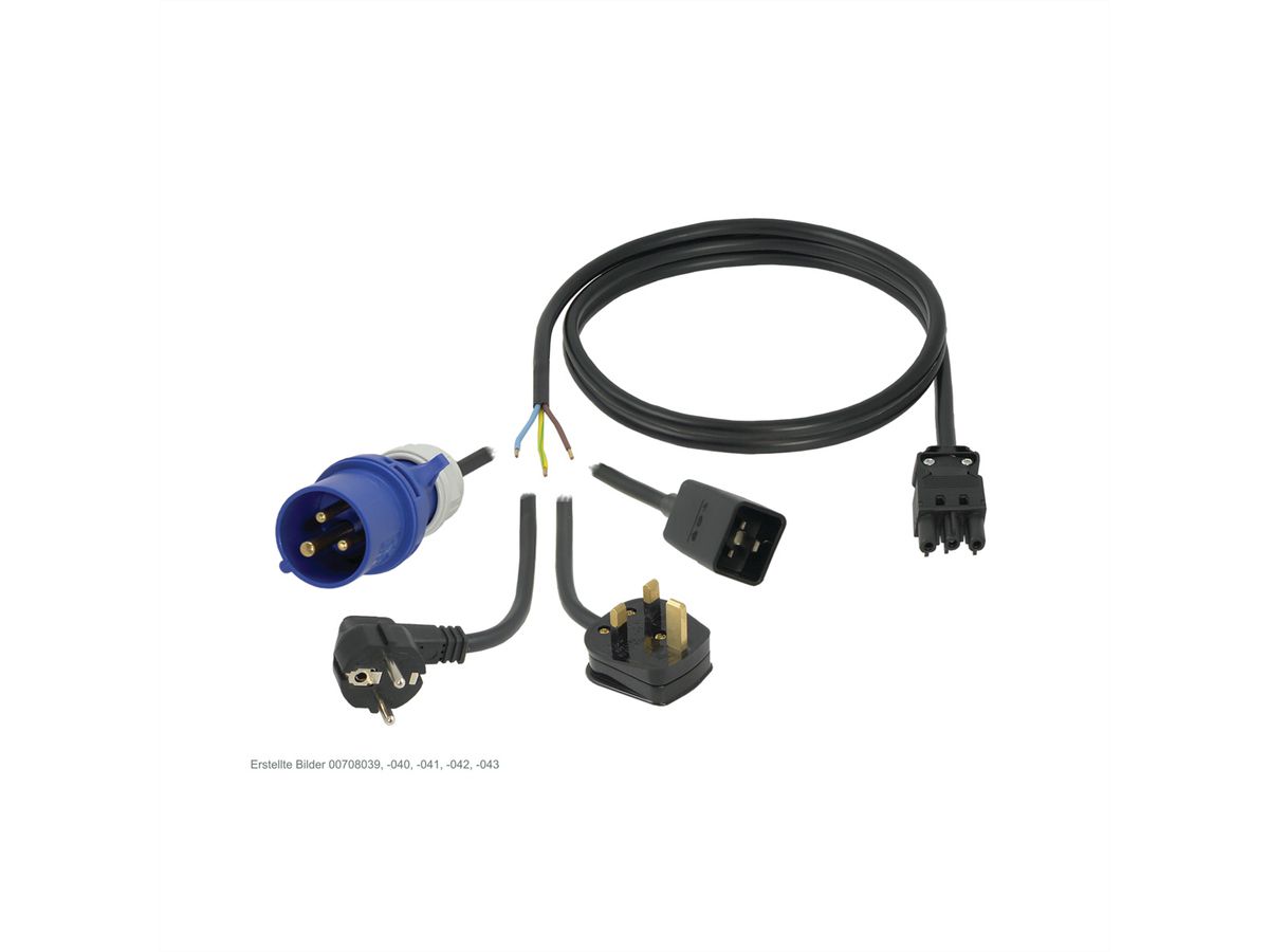 Câbles de raccordement SCHROFF Wieland® pour bandeau de prises, GST18, 2.5 m, IEC 60309 C20