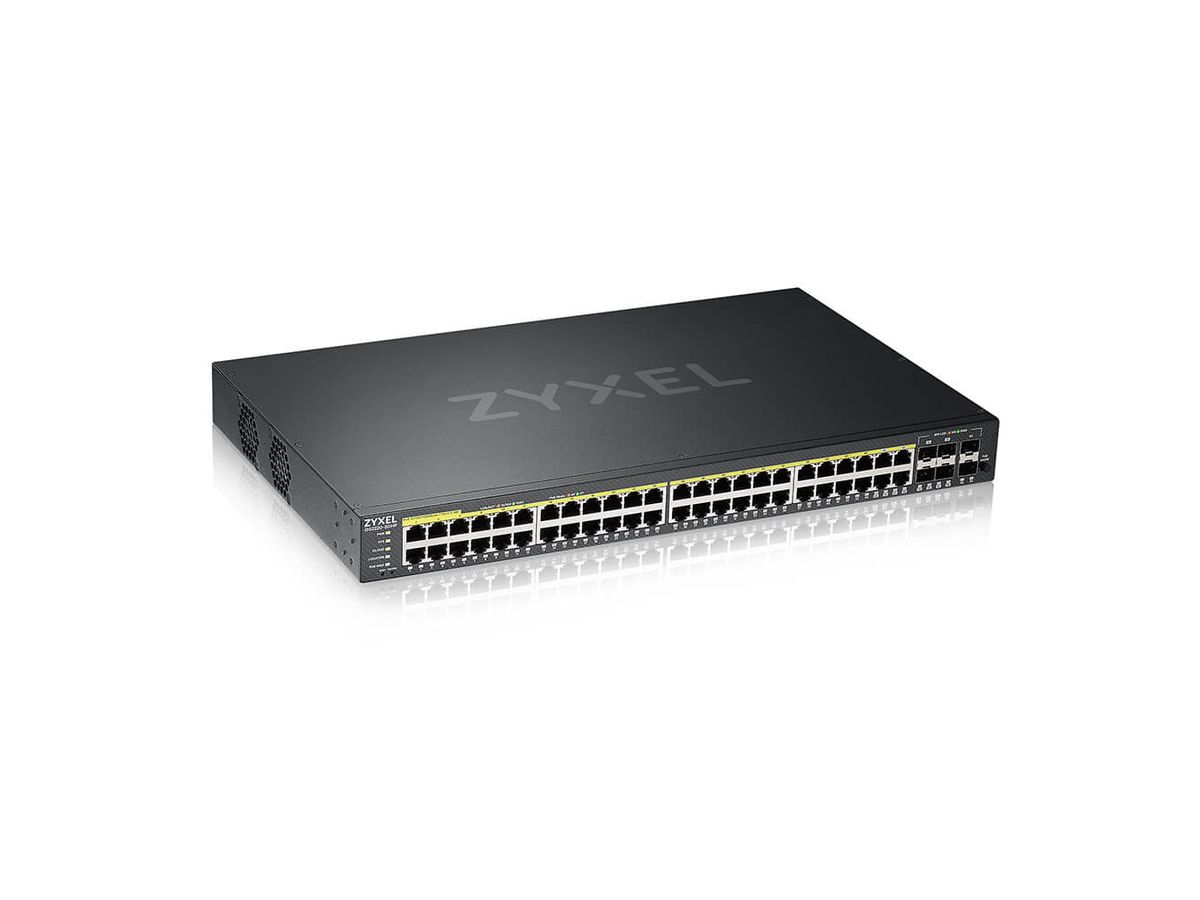 Zyxel GS2220-50HP-EU0101F commutateur réseau Géré L2 Gigabit Ethernet (10/100/1000) Connexion Ethernet, supportant l'alimentation via ce port (PoE) Noir