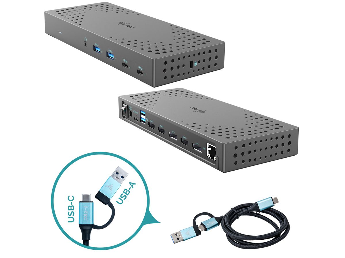 i-tec USB 3.0 / USB-C / Thunderbolt, 3x 4K Docking Station Gen 2 + Power Delivery 100W