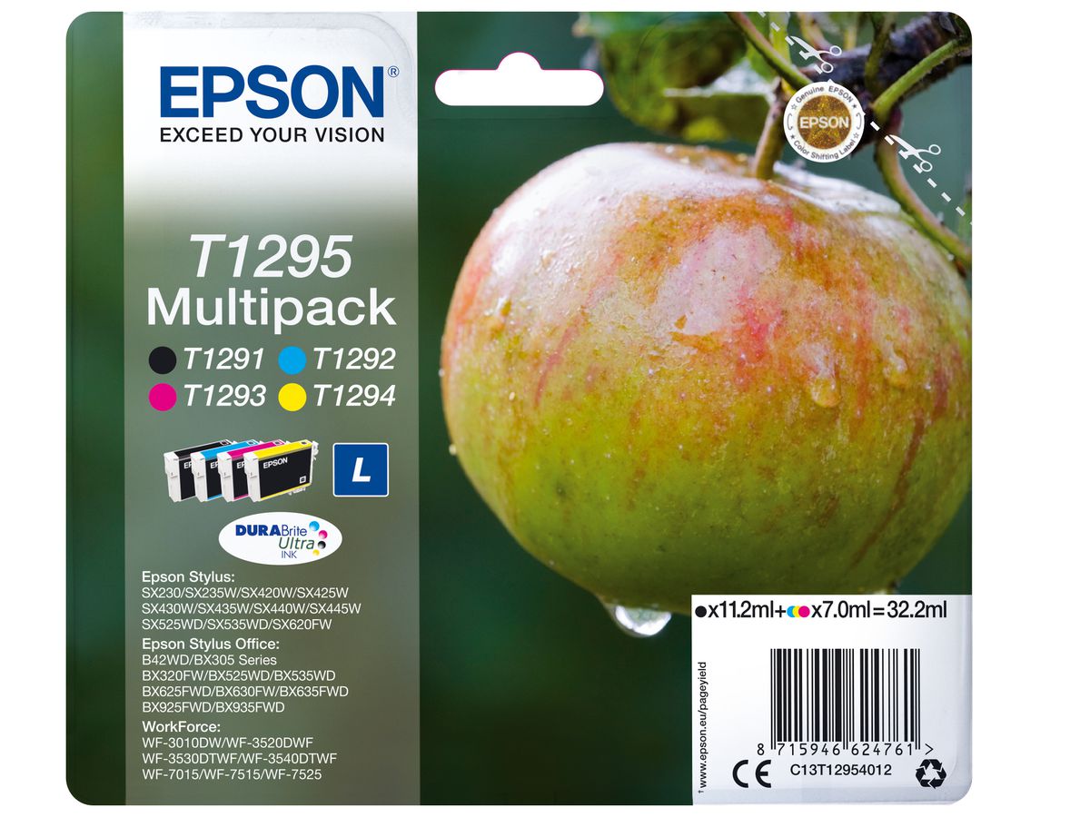 Epson Apple Multipack "Pomme" (T1295) - Encre DURABrite Ultra N, C, M, J