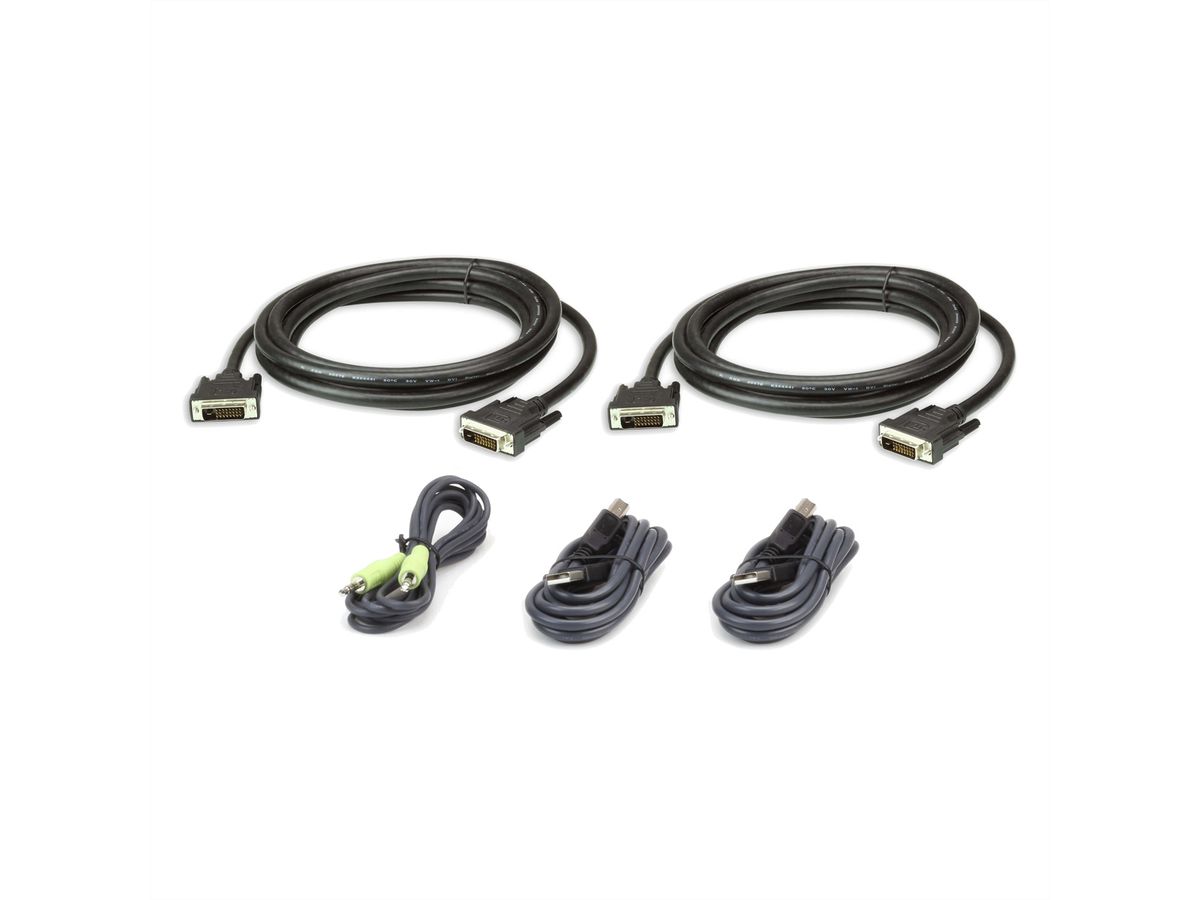 ATEN 2L-7D03UDX5 Kit de câbles KVM sécurisé deux affichages DVI-D Dual Link USB