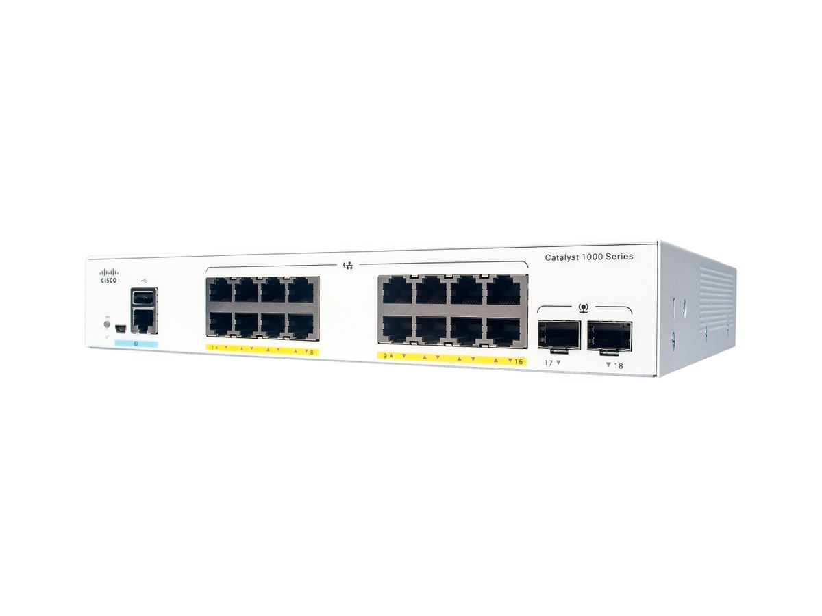 Cisco Catalyst C1000-16FP-2G-L commutateur réseau Géré L2 Gigabit Ethernet (10/100/1000) Connexion Ethernet, supportant l'alimentation via ce port (PoE) Gris