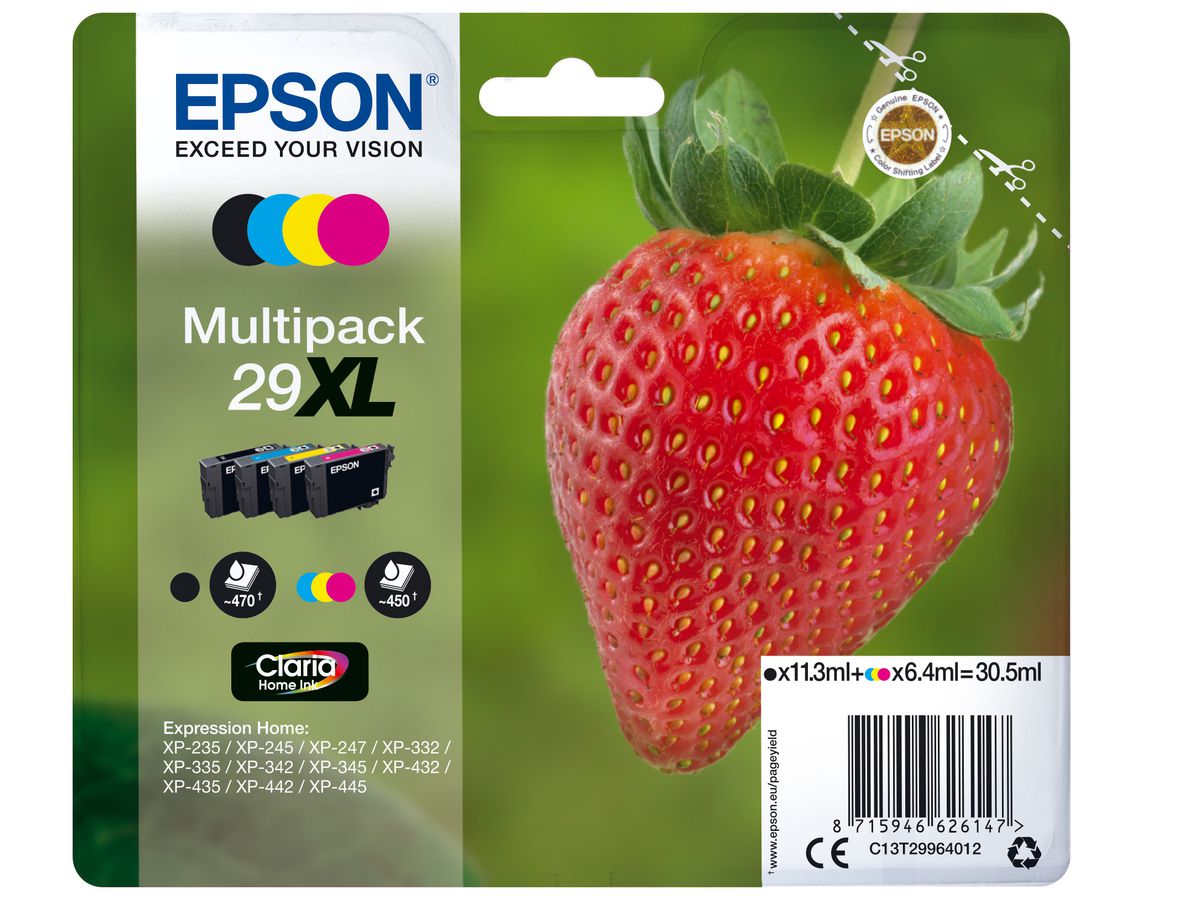 Epson Multipack "Fraise" - Encre Claria Home N,C,M,J (XL)